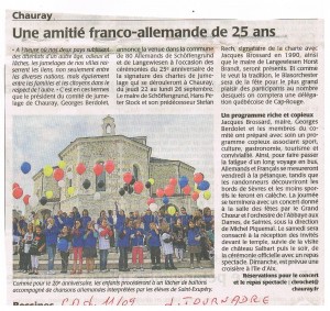 25ème anniversaire jumelage Chauray